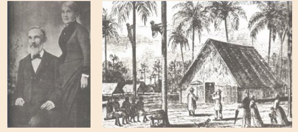 Reverend and Mrs. Hiram Bingham and the Church at Apaiang (Abaiang), Gilbert Islands