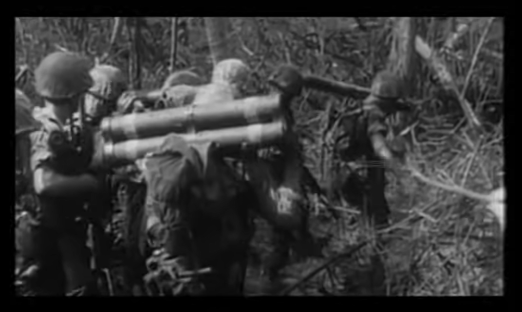 Marine raiders during World War 2 navigating the woods