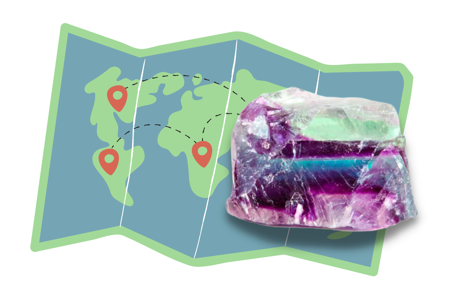 The fluorite is at the top of the travel map
