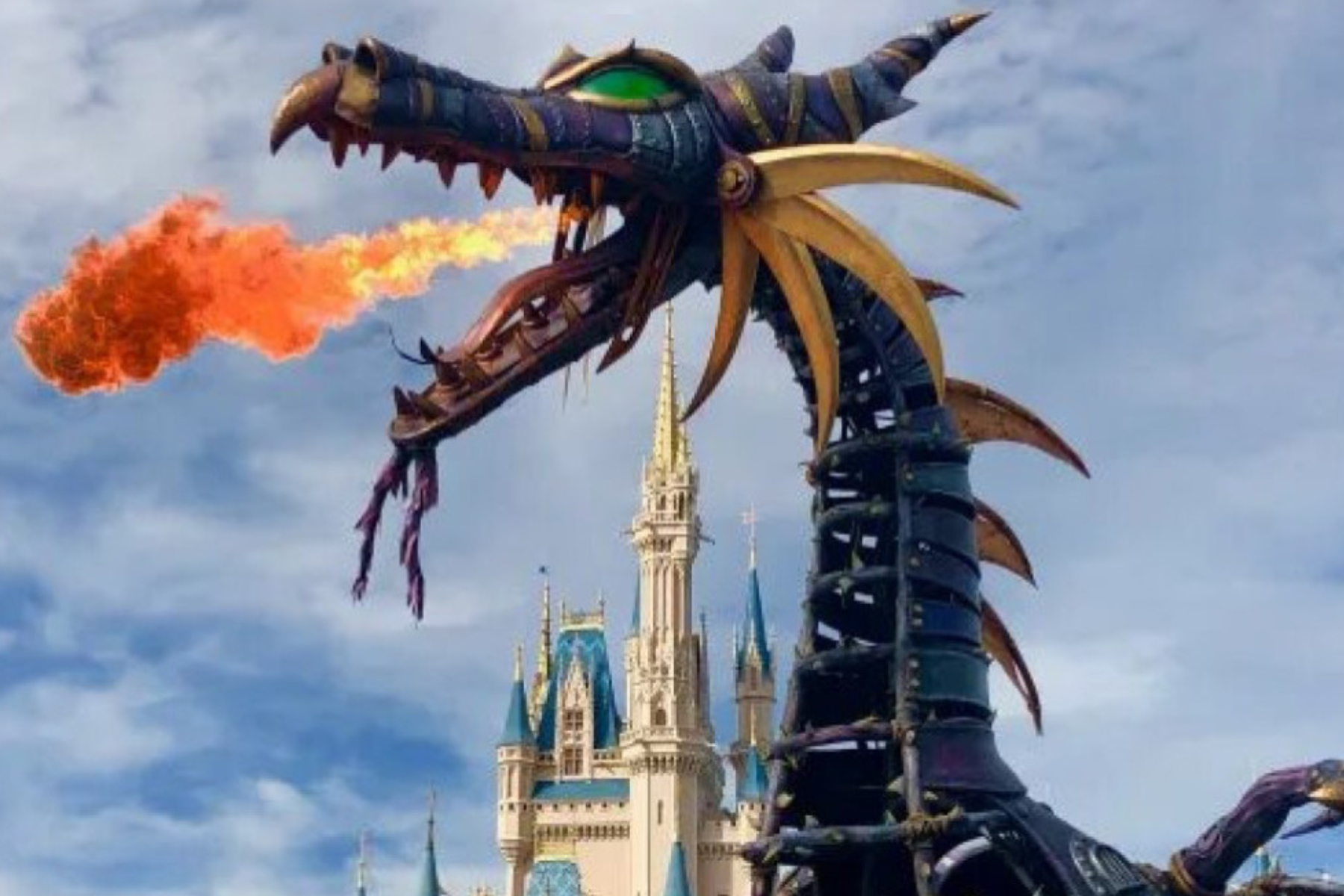 Maleficent - Dragon Catches Fire During Disneyland Show