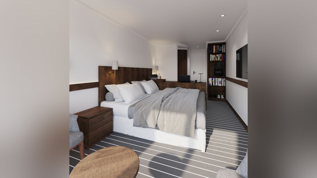 Staterooms on the new ship will have 20 square feet more per cabin