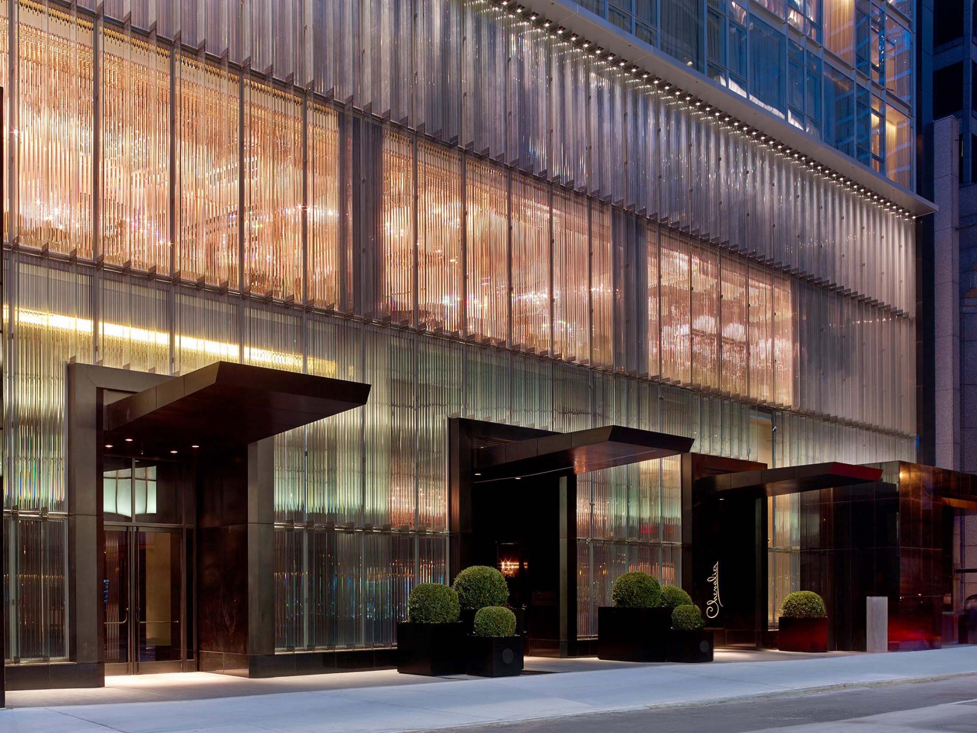 The entrance of the Baccarat Hotel in New York