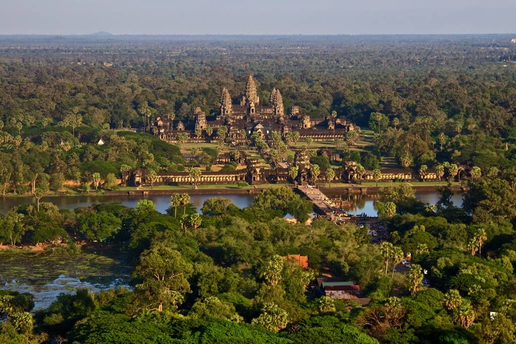 A sky view of the Angkor Wat