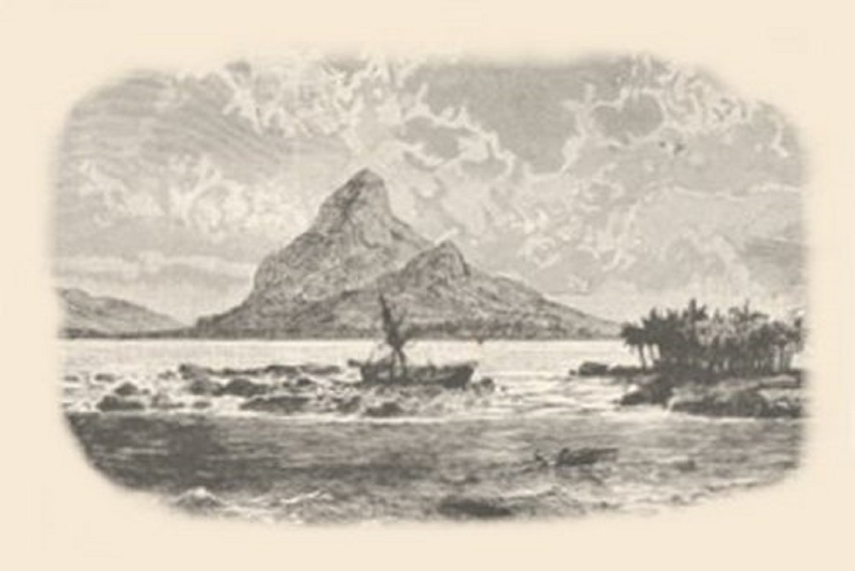 The wreck of Southern Cross on the coast of the Hen and Chickens Islands in New Zealand as sketched
